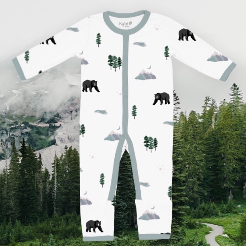 Kyte Baby Snap Romper Unisex Newborn Bamboo White Sage Green New With Tags